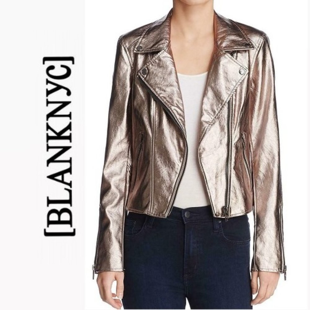NWT BLANK NYC Bronze Metallic Faux Leather Jacket